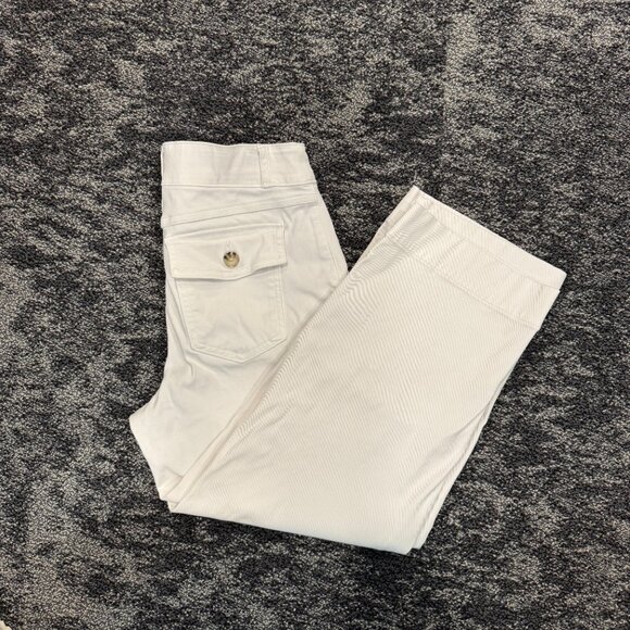 SPANX Stretch Twill Pull-On Cropped Wide-leg Pant (White, M) - Picture 1 of 5